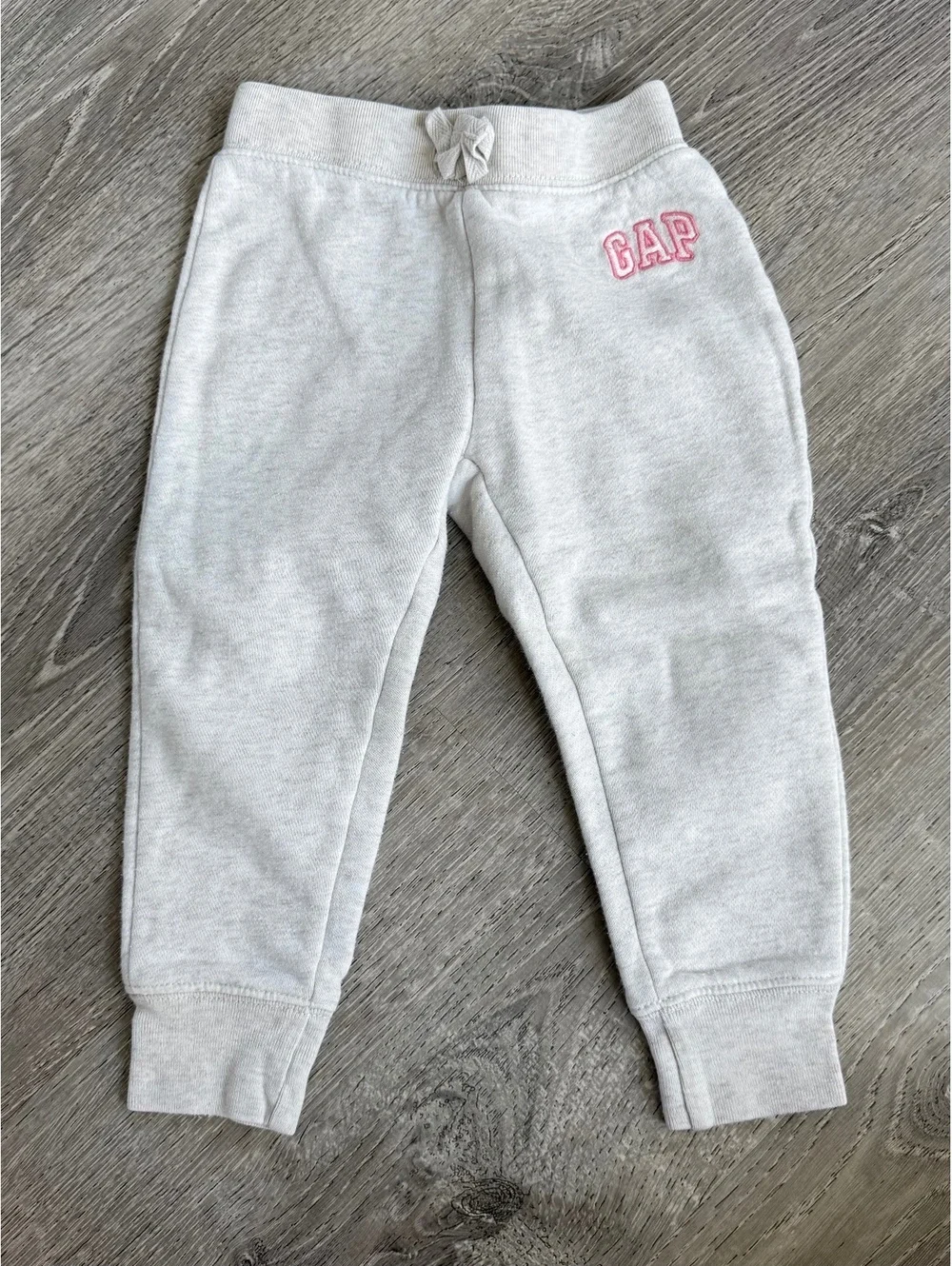Baby Gap Light Gray Sweatpants with Pink Logo, Size 2T